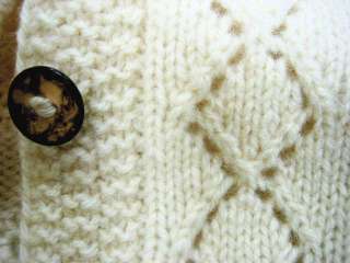 Vtg Wmns Hand Knit Wool Granny Cardigan Sweater  