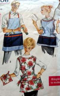 LOVELY VTG 1950s APRONS POTHOLDER Sewing Pattern MEDIUM  