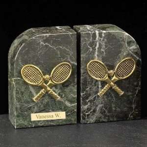  Gold Plated Marble Tennis Bookends 