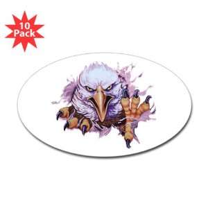    Sticker (Oval) (10 Pack) Bald Eagle Rip Out 