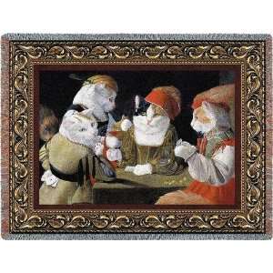  The Cheat Cats Playing Poker Tapestry Throw Blanket by 