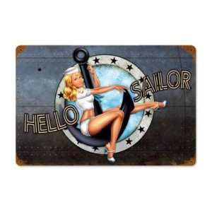  Hello Sailor Vintage Metal Sign Navy USN Pin Up