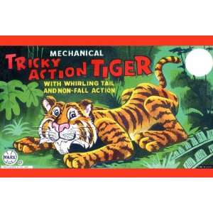  Tricky Action Tiger 28x42 Giclee on Canvas
