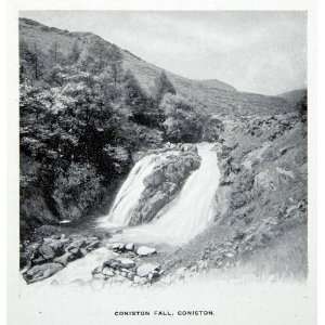  1912 Print Coniston Waterfall Lake District England 