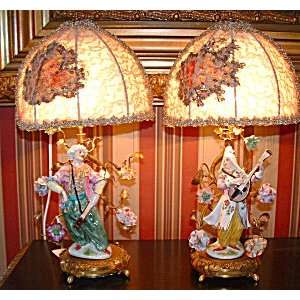  Pair French Boudoir Lamps