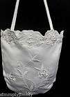 White flower pattern pearls Purse Handbag for Communion Bridal ball 