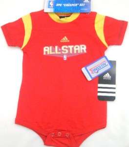 Adidas AllStar West Newborn 3 Piece Creeper Set Red NBA  
