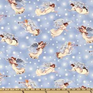  Treasures Angels Periwinkle Fabric By The Yard Arts, Crafts & Sewing