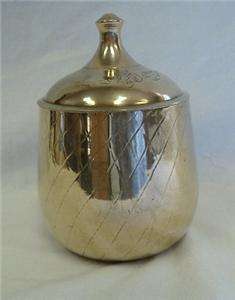 SOLID BRASS CONTAINER JAR W LID ENGRAVED MADE IN INDIA  