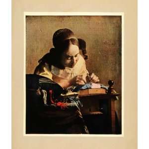  1914 Tipped In Print Woman Lace Maker Craft Jan Vermeer 