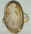 VINTAGE 1940S 14K GOLD ITALY CAMEO RING FIGURAL WHOLE BODY SIZE 6.5