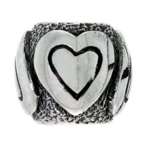  Sterling Silver Pandora Type Charm Heart Barrel Bead 