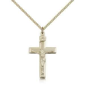 Gold Filled Crucifix Pendant Catholic Christian Medal Necklace Cross 
