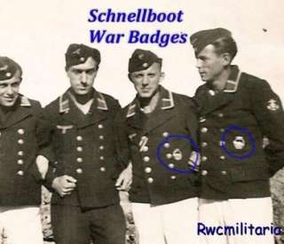 RARE Group Kriegsmarine Sailors; Schnellboot (E Boat) Badges Worn 