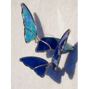  Sculptured Art Glass Butterflies, Two Butterflies Per Set 