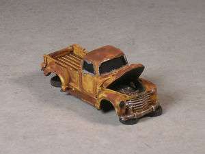 HO Scale Yellow Rusted Out 1951 Chevy Pickup w/ Hood up  