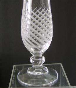 Cristal J. G. Durand Bud Vase Glass Crystal Frosted Cut Swirl Pattern 