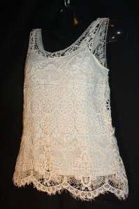   Beautiful ~ Vintage Lace ~ Ivory Crochet Cami Tank Top Size M  
