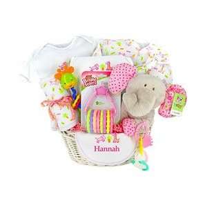  Personalized Pink Safari Gift Basket Baby
