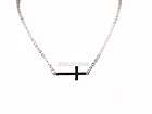 New Silver Sideways Cross Necklace