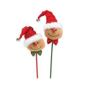  Set of 6 Cute Gingerbread Picks Green Red Christmas