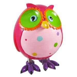  Super Cute Pink Owl Piggy Bank W/ Spring Legs Money Toys 