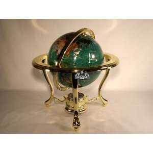   Ocean Table Top Gemstone Globe with 3 Leg Gold Stand
