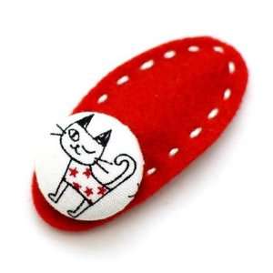  Too Cuties Hand Made Baby Girl Hair Clip. Red Cat. Baby