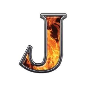 Reflective Letter J with Inferno Flames   1 h   REFLECTIVE 