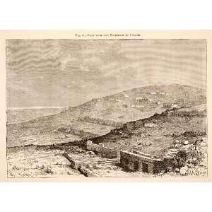  1893 Wood Engraving View Necropolis Cyrene Libya Cliff 