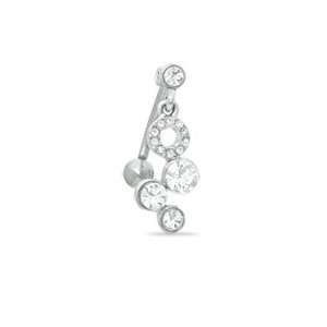  014 Gauge Bubbles Belly Button Ring with Cubic Zirconia in 
