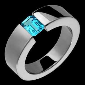  Dalia   size 11.25 Titanium Ring with Tension Set Blue 