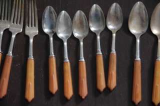 VTG Butterscotch Bakelite Flatware Silverware, Spoons, Knives, Forks 