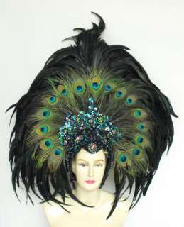 EVIA Peacock Feather Cabaret Dancer Samba Headdress  