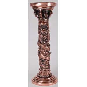  31.5 inch Copper Color Ornate Dragon Design Pedestal 