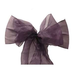  Eggplant Organza Sashes Chair Bows (Pack of 25) Made in 