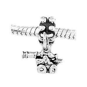  Sterling Silver Small Cannon Dangle Bead Charm Jewelry