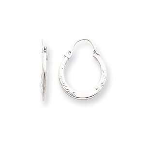   Sardelli   14k White Gold Polished with Pattern Hoop Earrings Jewelry