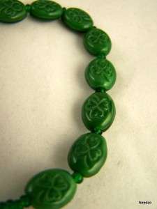 Saint Patrick Shamrock Emerald Cross Bracelet Rosary  