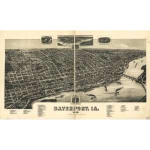  Historic Panoramic Map Davenport, Ia. 1888. H. Wellge, des 