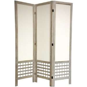  Open Lattice Fabric Room Divider in Burnt White Number of 