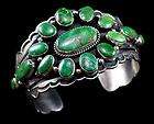   Sterling Silver Deep Green CARICO LAKE Turquoise Cluster Bracelet s7