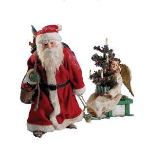  Kurt Adler 11 Inch Old Fashioned Santa Pulling Angel