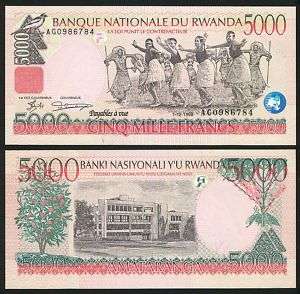 Rwanda  5000 (5.000) Francs 1998 P 28 UNC X10 Pcs  