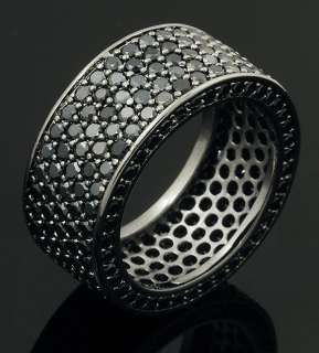   Rhodium Plated Micropave Bling Hip Hop Iced Out Band Ring Size 7 12