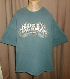 HARLEY DAVIDSON T Shirt DAVENPORT IOWA Vintage TEAL Motorcycle BIKER 