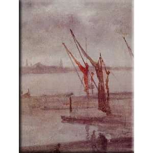 Chelsea Wharf Grey and Silver 12x16 Streched Canvas Art by Whistler 