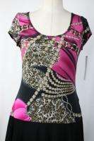 Joseph Ribkoff Fushia/Tan Printed Dress Sz 4 6 10 12 14 16 New UK 6 8 