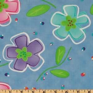  44 Wide Moda Amelia Large Floral Bashful Blue Fabric By 