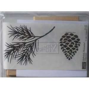  Up Definitely Decorative Pinecones Wood Mounted Rubber Stamp 